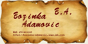 Božinka Adamović vizit kartica